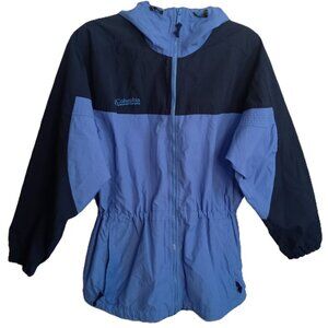 Columbia Two-Tone Blue Hooded Windbreaker Jacket L - Large